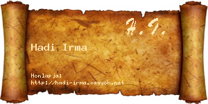 Hadi Irma névjegykártya